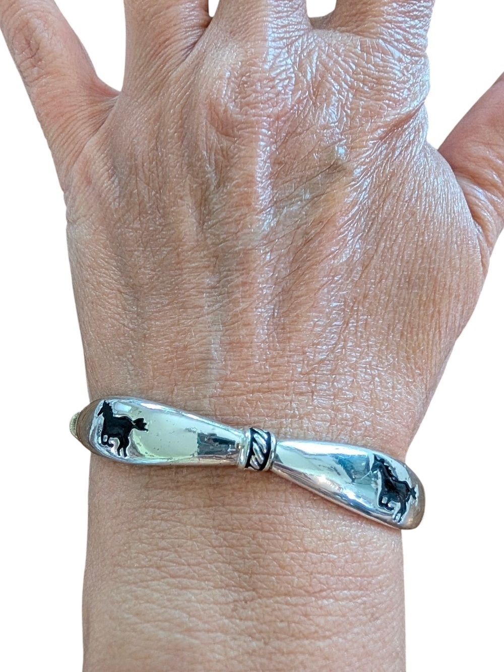 Silver Tone Horse Motif Bracelet